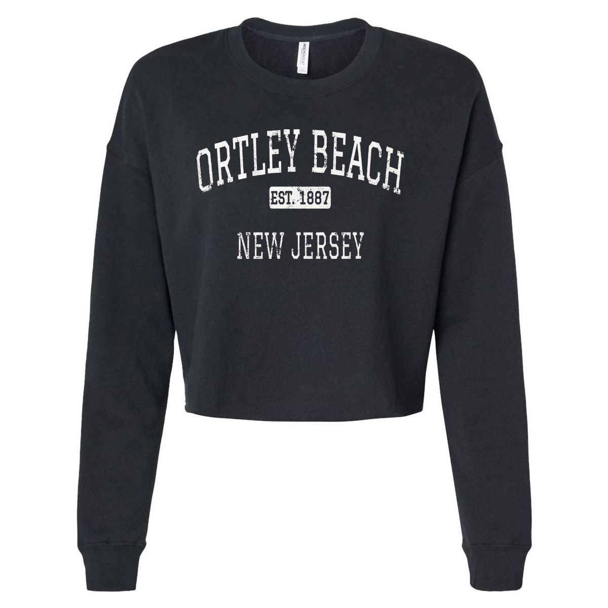 Ortley Beach New Jersey Nj Vintage Cropped Pullover Crew