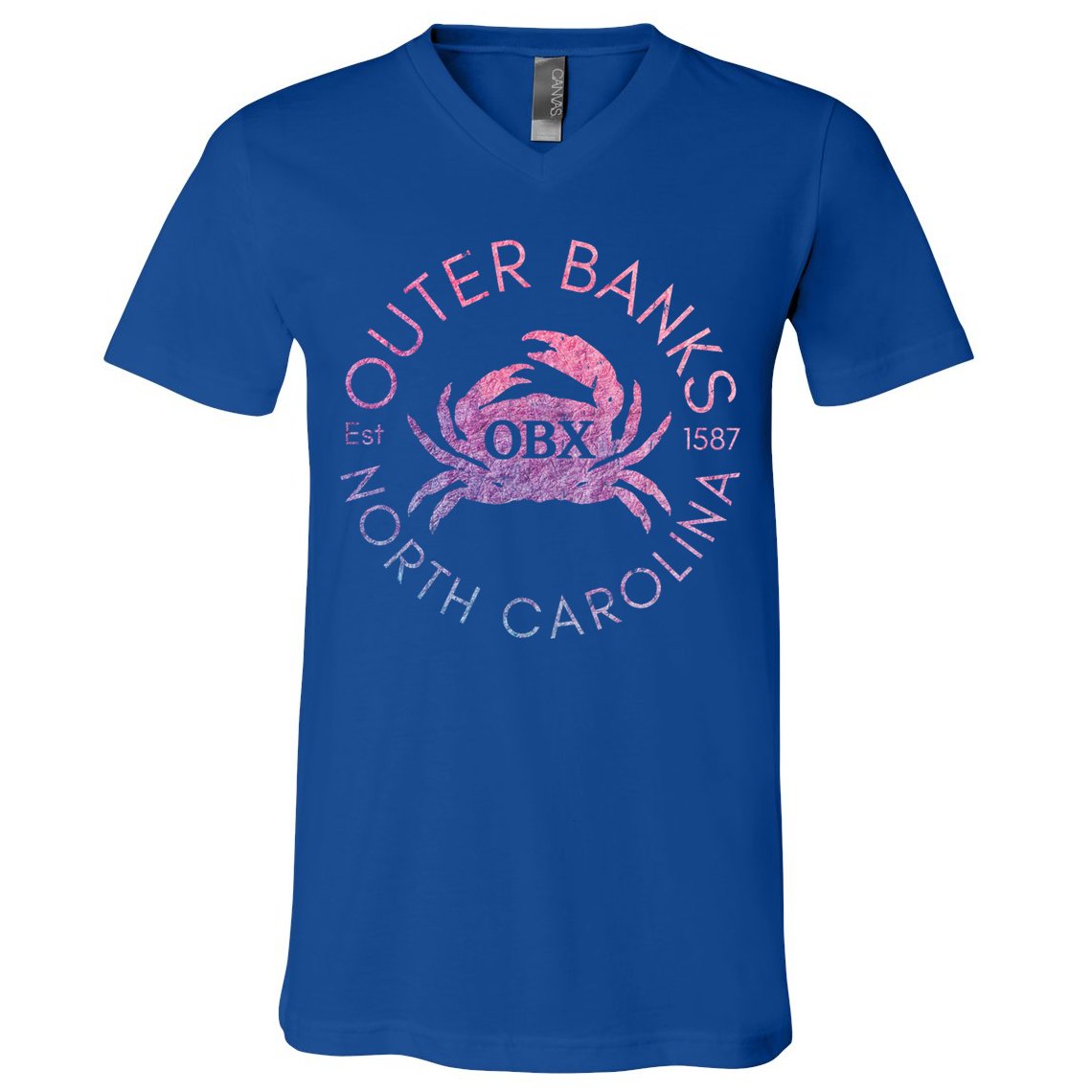 Outer Banks North Carolina Obx Crab Beach Summer Vintage Gift V-Neck T-Shirt