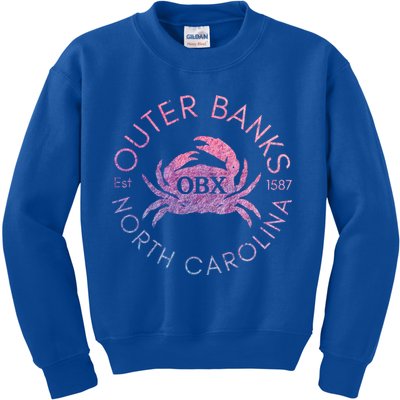 Outer Banks North Carolina Obx Crab Beach Summer Vintage Gift Kids Sweatshirt
