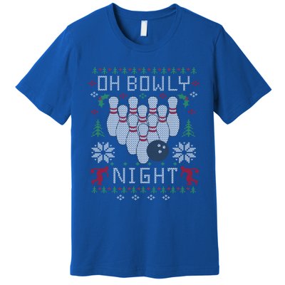 Oh Bowly Night Bowling Ugly Christmas Party Cool Gift Premium T-Shirt