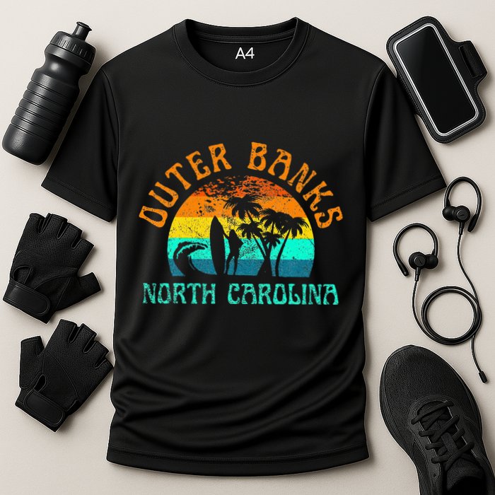 Outer Banks North Carolina Surf Beach Surfer OBX NC Cooling Performance Crew T-Shirt