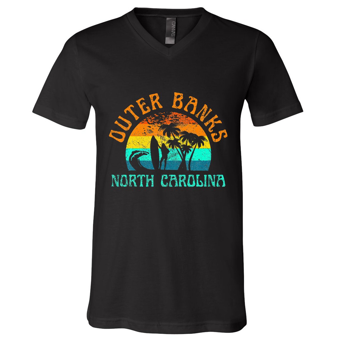 Outer Banks North Carolina Surf Beach Surfer OBX NC V-Neck T-Shirt