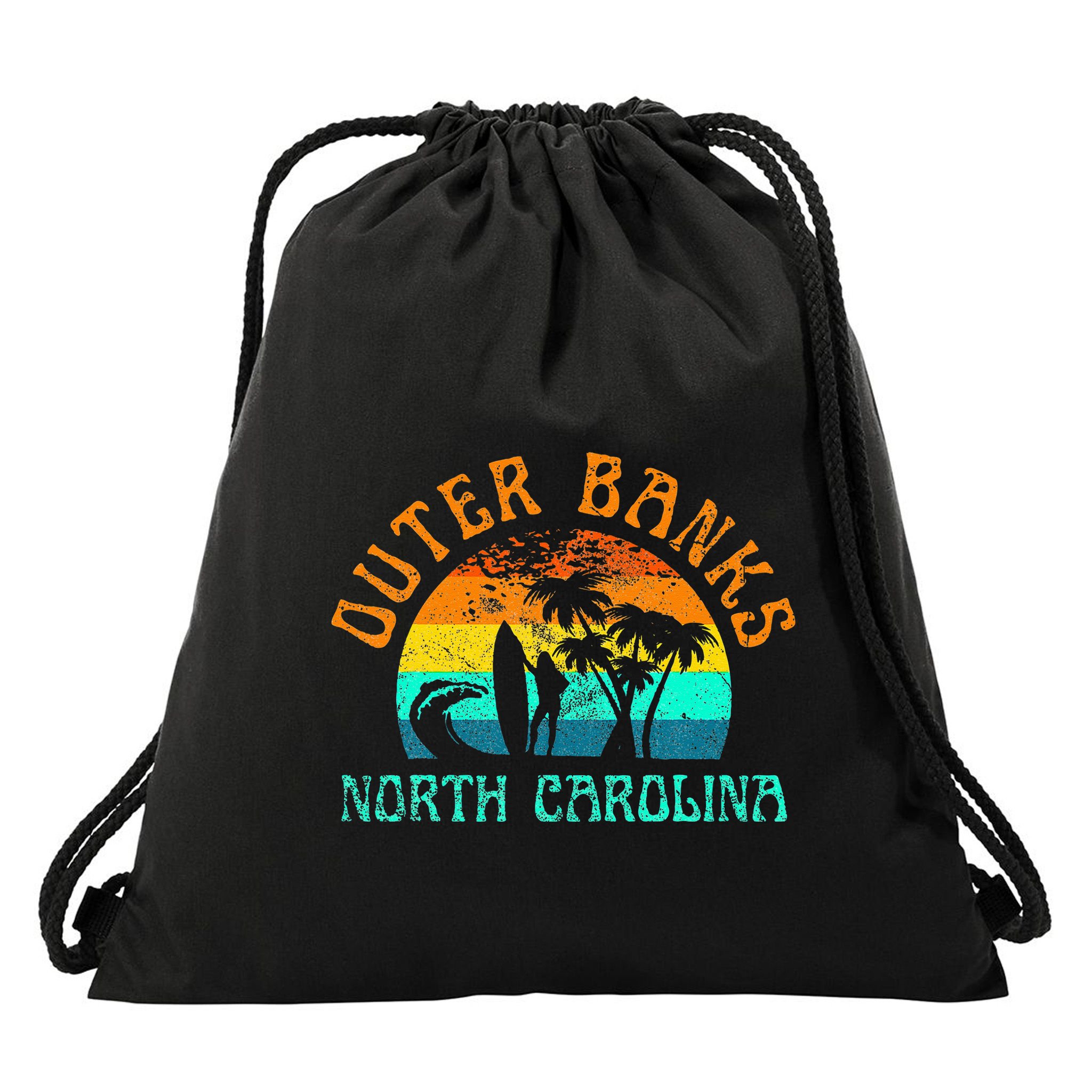 Outer Banks North Carolina Surf Beach Surfer OBX NC Drawstring Bag