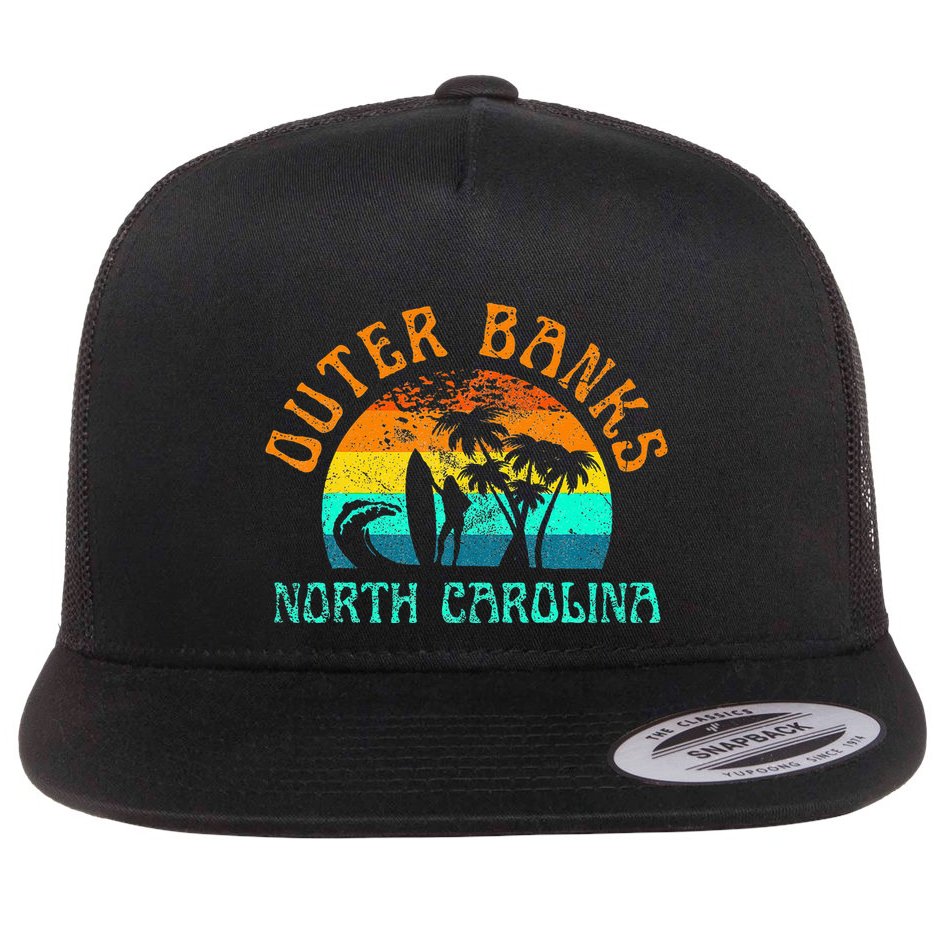Outer Banks North Carolina Surf Beach Surfer OBX NC Flat Bill Trucker Hat