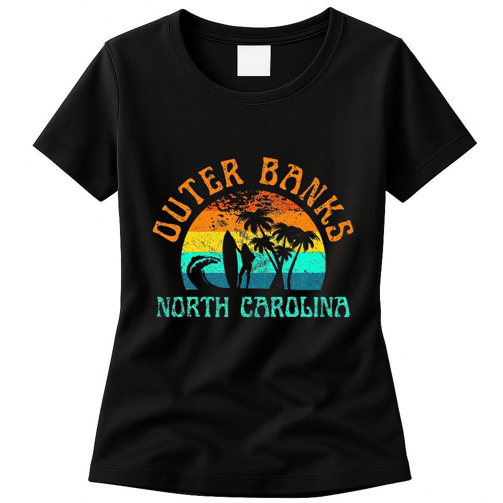 Outer Banks North Carolina Surf Beach Surfer OBX NC Womens T-Shirt