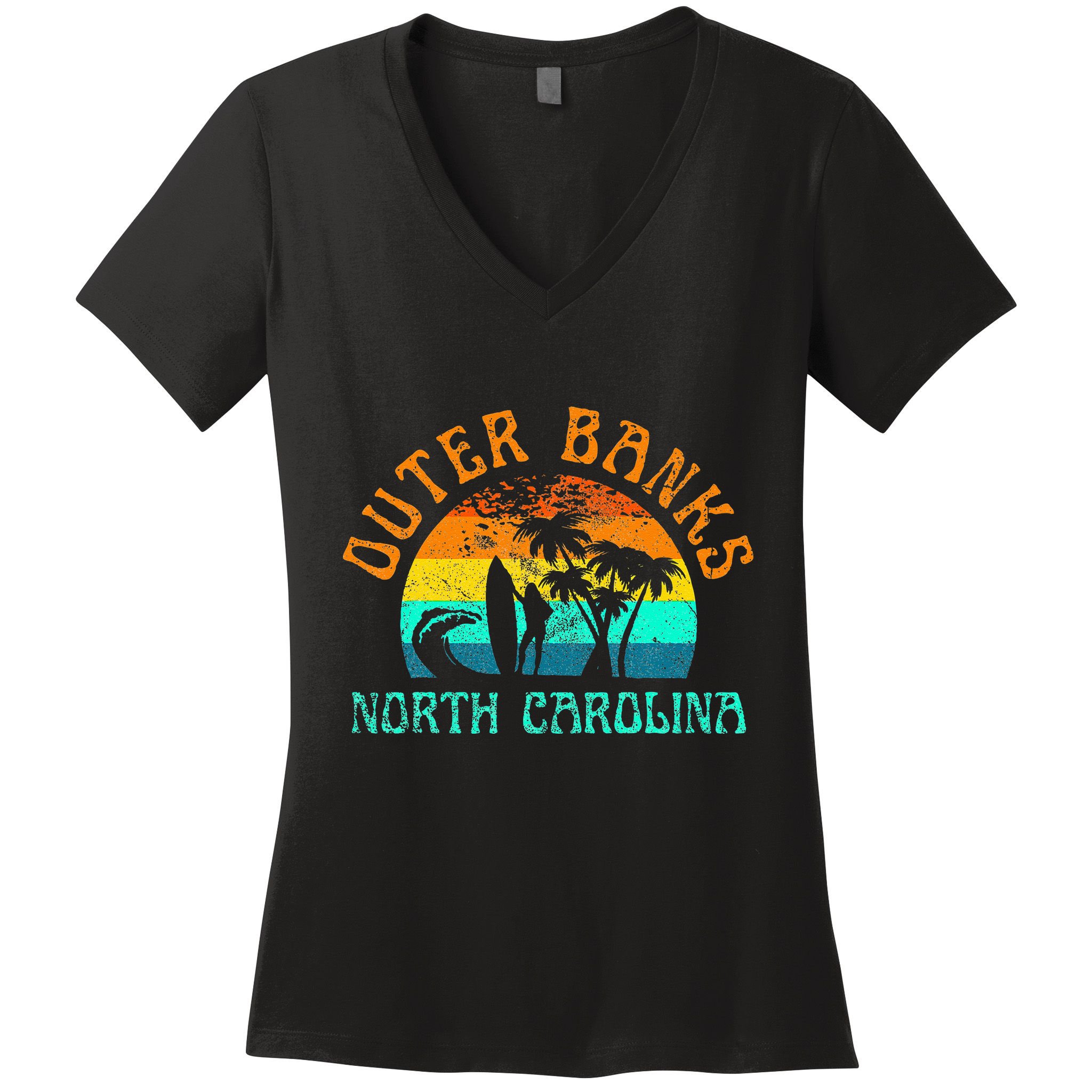 Outer Banks North Carolina Surf Beach Surfer OBX NC Women's V-Neck T-Shirt