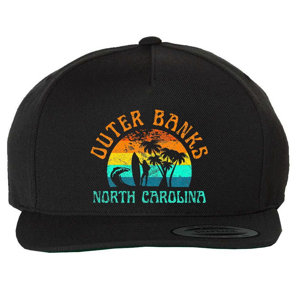 Outer Banks North Carolina Surf Beach Surfer OBX NC Wool Snapback Cap