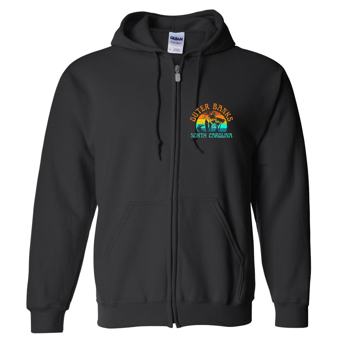 Outer Banks North Carolina Surf Beach Surfer OBX NC Full Zip Hoodie