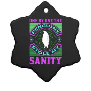 One By One The Penguins Stome My Sanity Ceramic Star Ornament