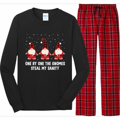 One By One The Gnomies Steal My Sanity Christmas Gnome Love Gift Long Sleeve Pajama Set