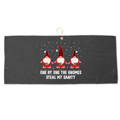 One By One The Gnomies Steal My Sanity Christmas Gnome Love Gift Large Microfiber Waffle Golf Towel