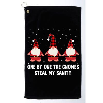 One By One The Gnomies Steal My Sanity Christmas Gnome Love Gift Platinum Collection Golf Towel