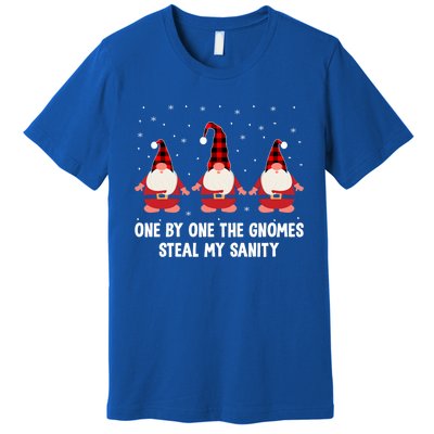 One By One The Gnomies Steal My Sanity Christmas Gnome Love Gift Premium T-Shirt