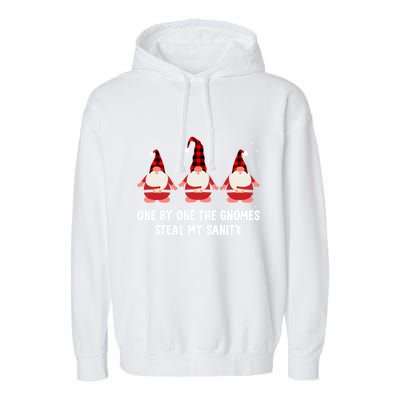 One By One The Gnomies Steal My Sanity Christmas Gnome Love Gift Garment-Dyed Fleece Hoodie