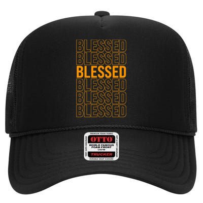 Orange Blessed Orange Graphic High Crown Mesh Back Trucker Hat