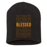 Orange Blessed Orange Graphic Short Acrylic Beanie