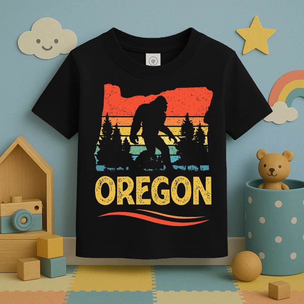 Oregon Bigfoot Oregon With A Bigfoot Or A Sasquatch Toddler T-Shirt