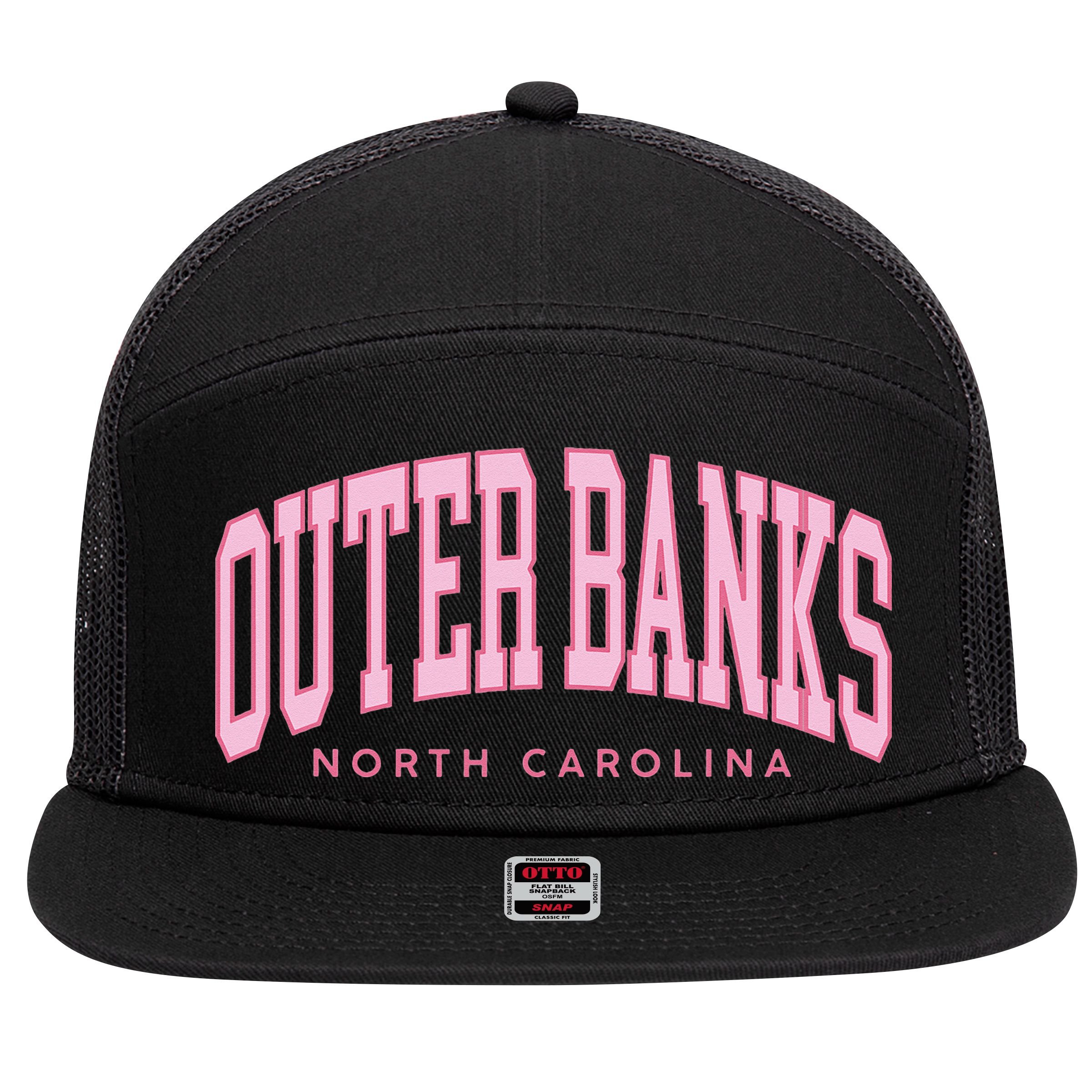 Outer Banks OBX North Carolina summer retro preppy throwback 7 Panel Mesh Trucker Snapback Hat