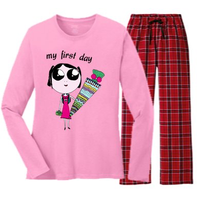 Outfit Beginning Of School Or Kindergarten Great Gift Women's Long Sleeve Flannel Pajama Set 