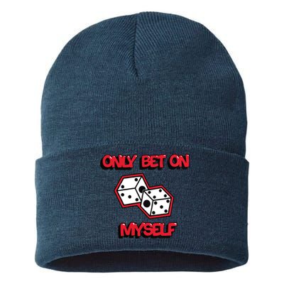 Only Bet On Myself Roll The Dice Poker Trending Gift Idea Sustainable Knit Beanie