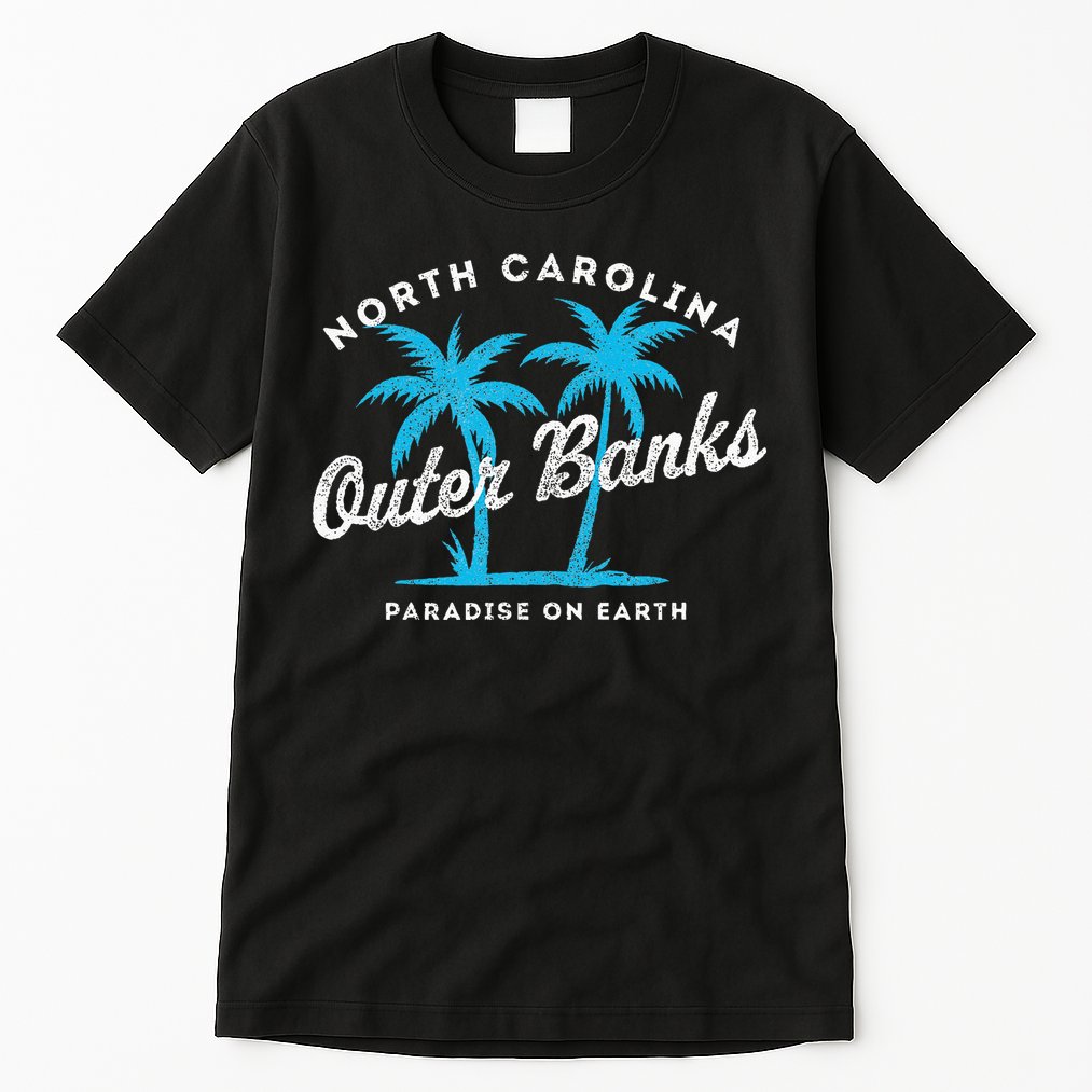 Outer Banks OBX North Carolina NC Vintage Retro palm trees Tall T-Shirt