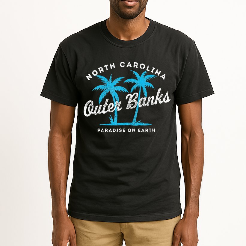 Outer Banks OBX North Carolina NC Vintage Retro palm trees Tall T-Shirt