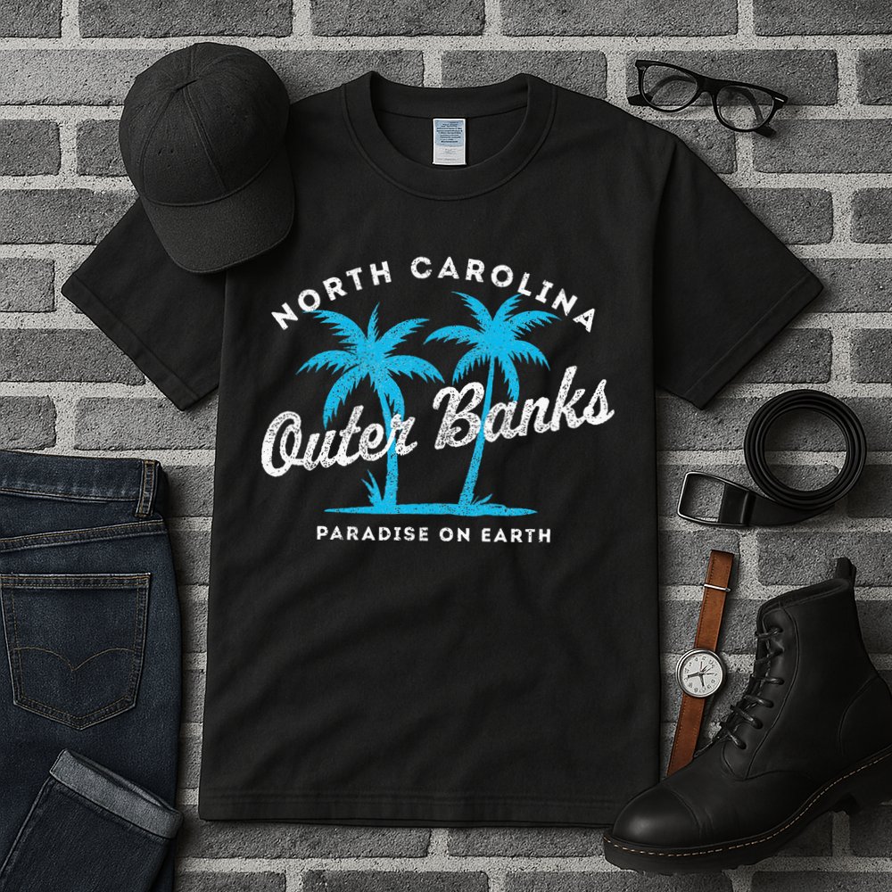 Outer Banks OBX North Carolina NC Vintage Retro palm trees Tall T-Shirt