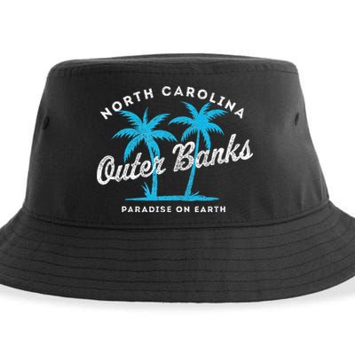 Outer Banks OBX North Carolina NC Vintage Retro palm trees Sustainable Bucket Hat