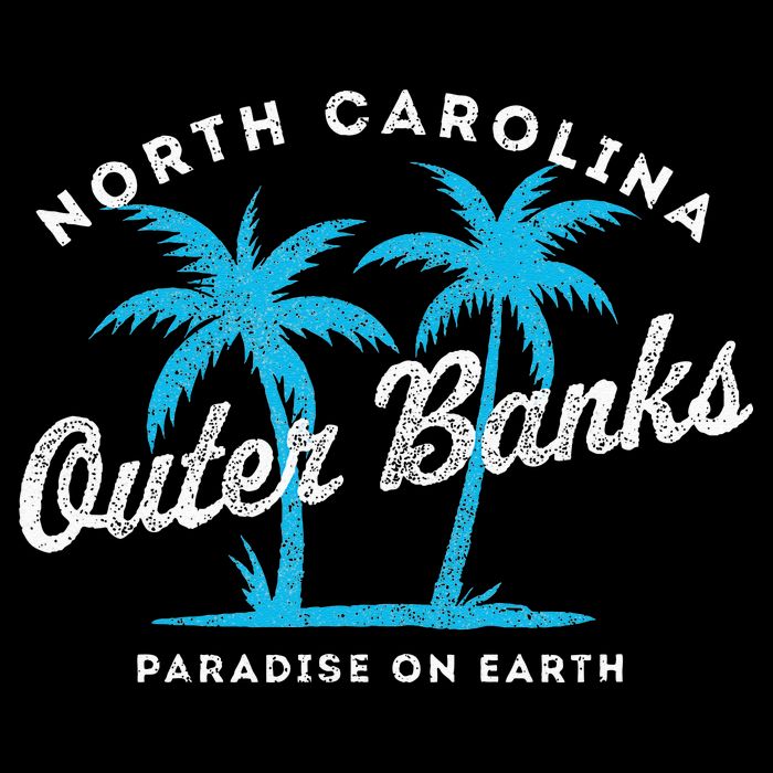 Outer Banks OBX North Carolina NC Vintage Retro palm trees Button