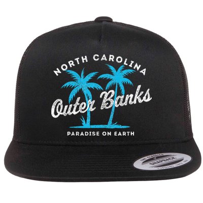 Outer Banks OBX North Carolina NC Vintage Retro palm trees Flatbill Hat