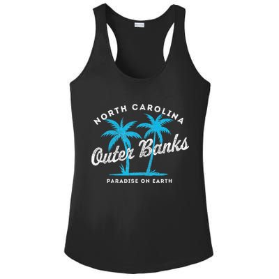 Outer Banks OBX North Carolina NC Vintage Retro palm trees Ladies PosiCharge Competitor Racerback Tank