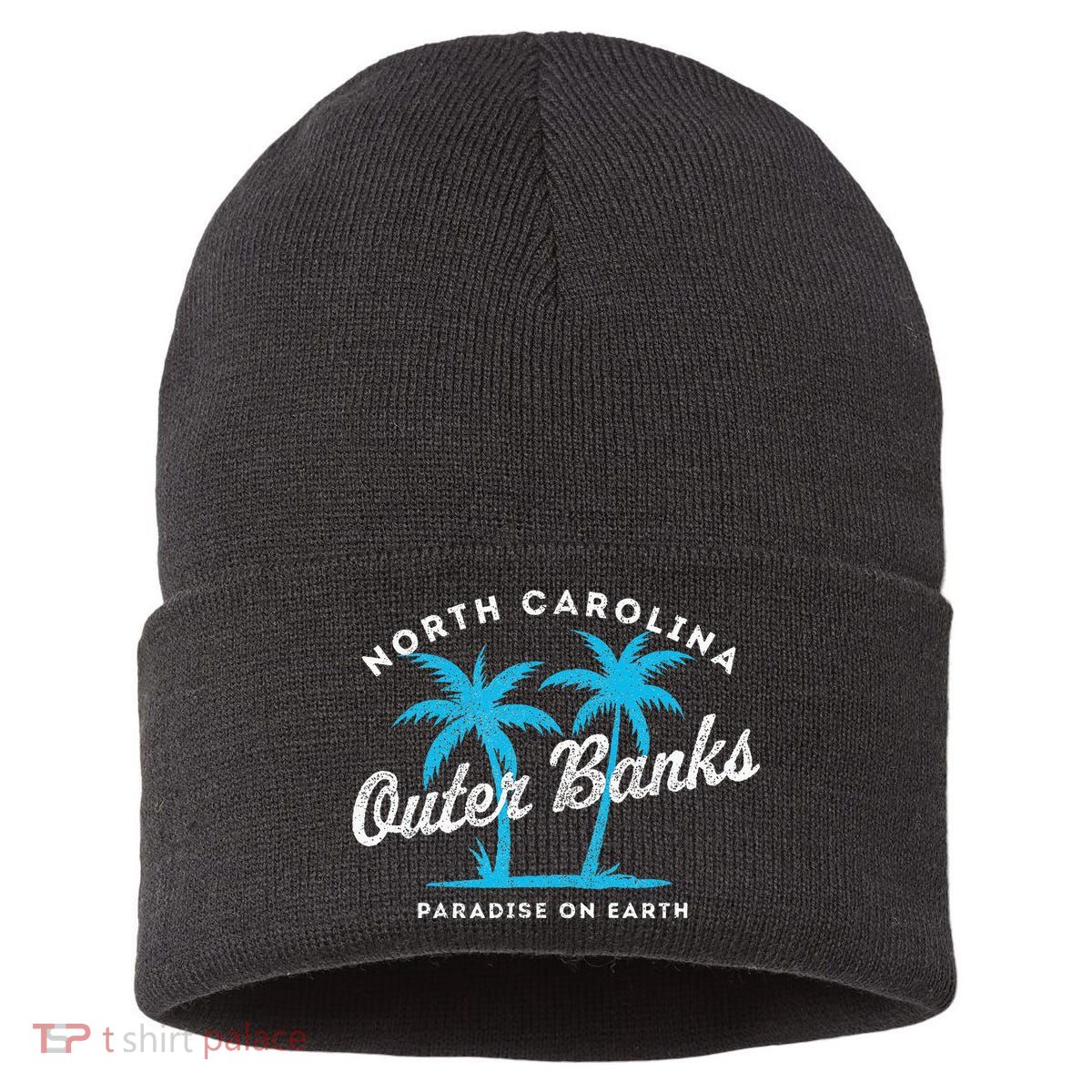 Outer Banks OBX North Carolina NC Vintage Retro palm trees Sustainable Knit Beanie