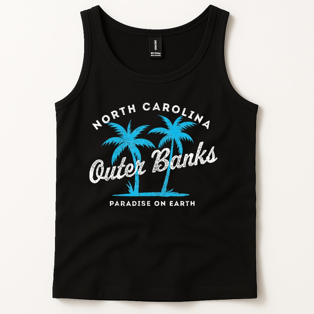 Outer Banks OBX North Carolina NC Vintage Retro palm trees Tank Top
