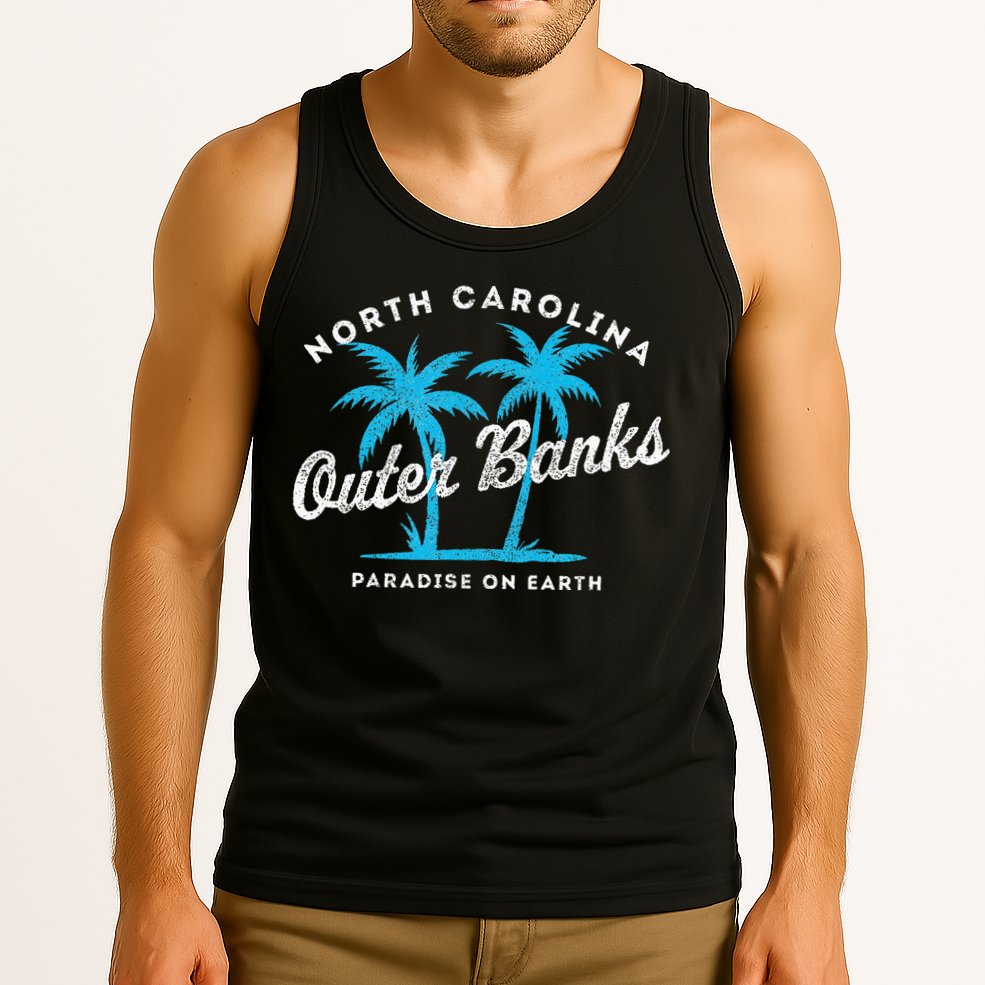 Outer Banks OBX North Carolina NC Vintage Retro palm trees Tank Top