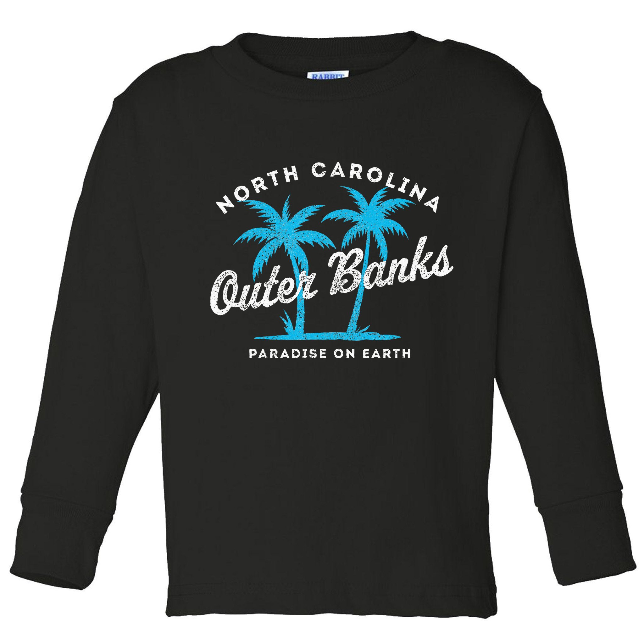 Outer Banks OBX North Carolina NC Vintage Retro palm trees Toddler Long Sleeve Shirt