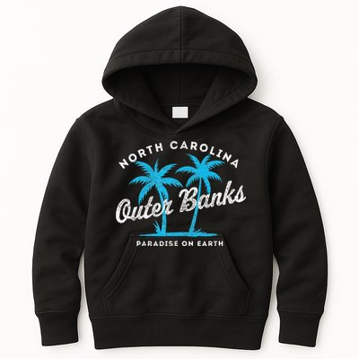 Outer Banks OBX North Carolina NC Vintage Retro palm trees Kids Hoodie