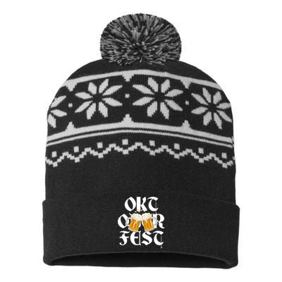 Oktoberfest Beer Party Festive Holiday USA-Made Snowflake Beanie