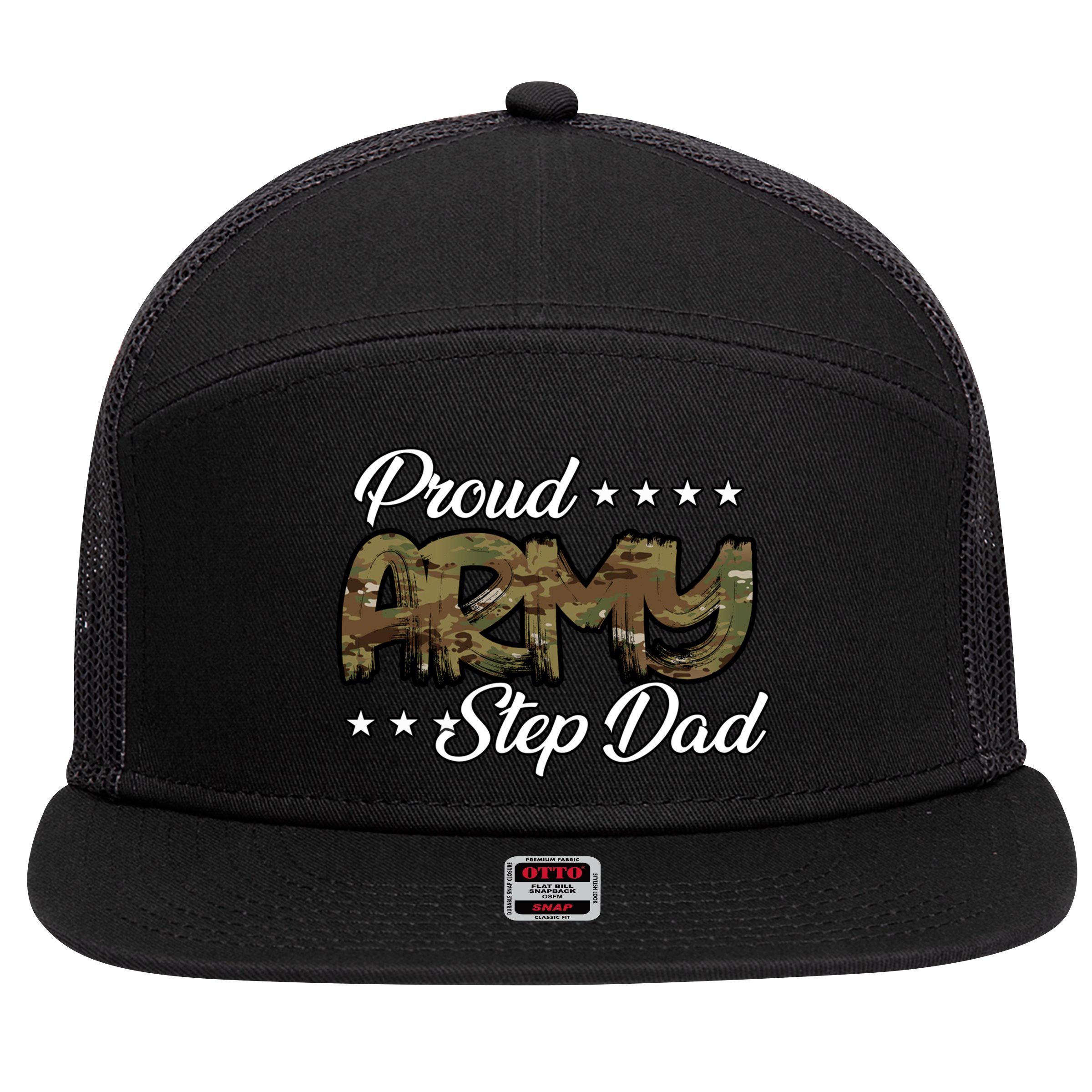 Ocp Bold Proud Army Step Dad Meaningful Gift 7 Panel Mesh Trucker Snapback Hat