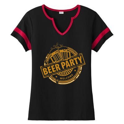 Oktoberfest Beer Party Welcome Ladies Halftime Notch Neck Tee