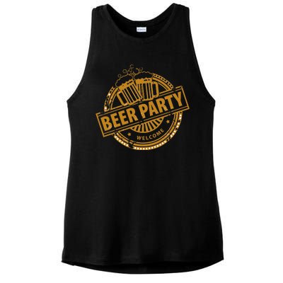 Oktoberfest Beer Party Welcome Ladies PosiCharge Tri-Blend Wicking Tank