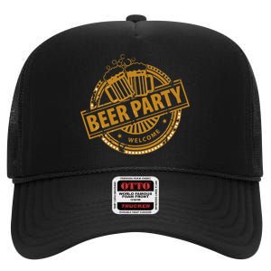 Oktoberfest Beer Party Welcome High Crown Mesh Back Trucker Hat