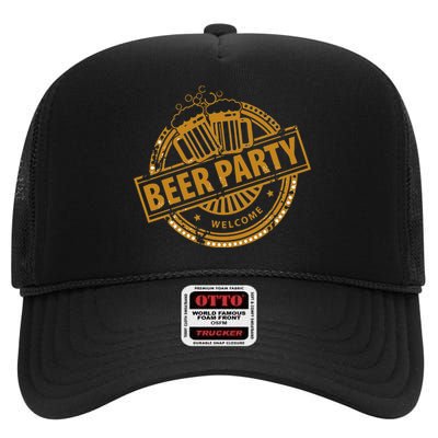 Oktoberfest Beer Party Welcome High Crown Mesh Back Trucker Hat