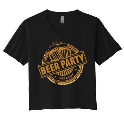 Oktoberfest Beer Party Welcome Women's Crop Top Tee