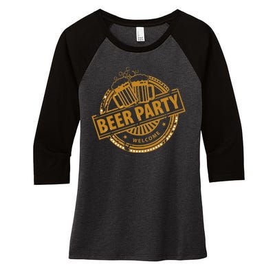 Oktoberfest Beer Party Welcome Women's Tri-Blend 3/4-Sleeve Raglan Shirt