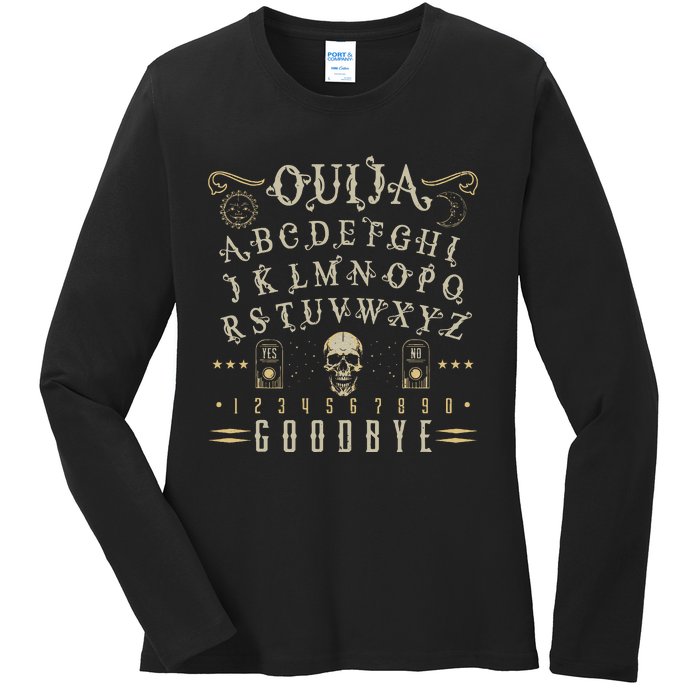 Ouija Board Paranormal Spirit Board Occult Halloween Ladies Long Sleeve Shirt