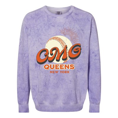 Omg Baseball Queens New York Colorblast Crewneck Sweatshirt