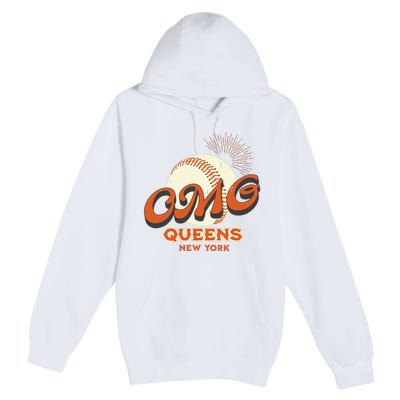 Omg Baseball Queens New York Premium Pullover Hoodie