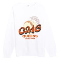 Omg Baseball Queens New York Premium Crewneck Sweatshirt