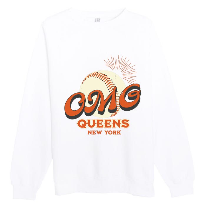 Omg Baseball Queens New York Premium Crewneck Sweatshirt