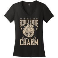 Original Body Rebuilt Engine Runs Like A Charm Open Heart Women's V-Neck T-Shirt